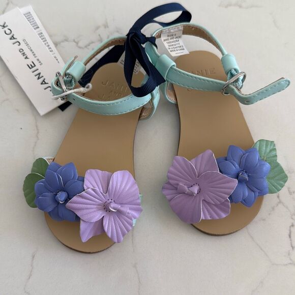 Janie and Jack Flower Sandal in Mint Size 5 - Picture 3 of 7